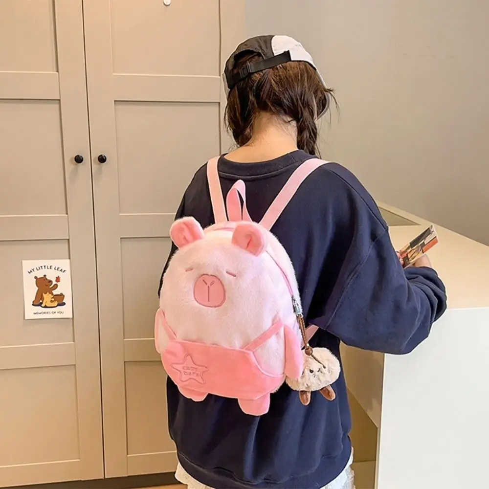 Animal Cartoon Capybara Plush Backpack Stuffed Large Capacity Capybara Crossbody Bag Cotton Fashion Capybara Plush Bag