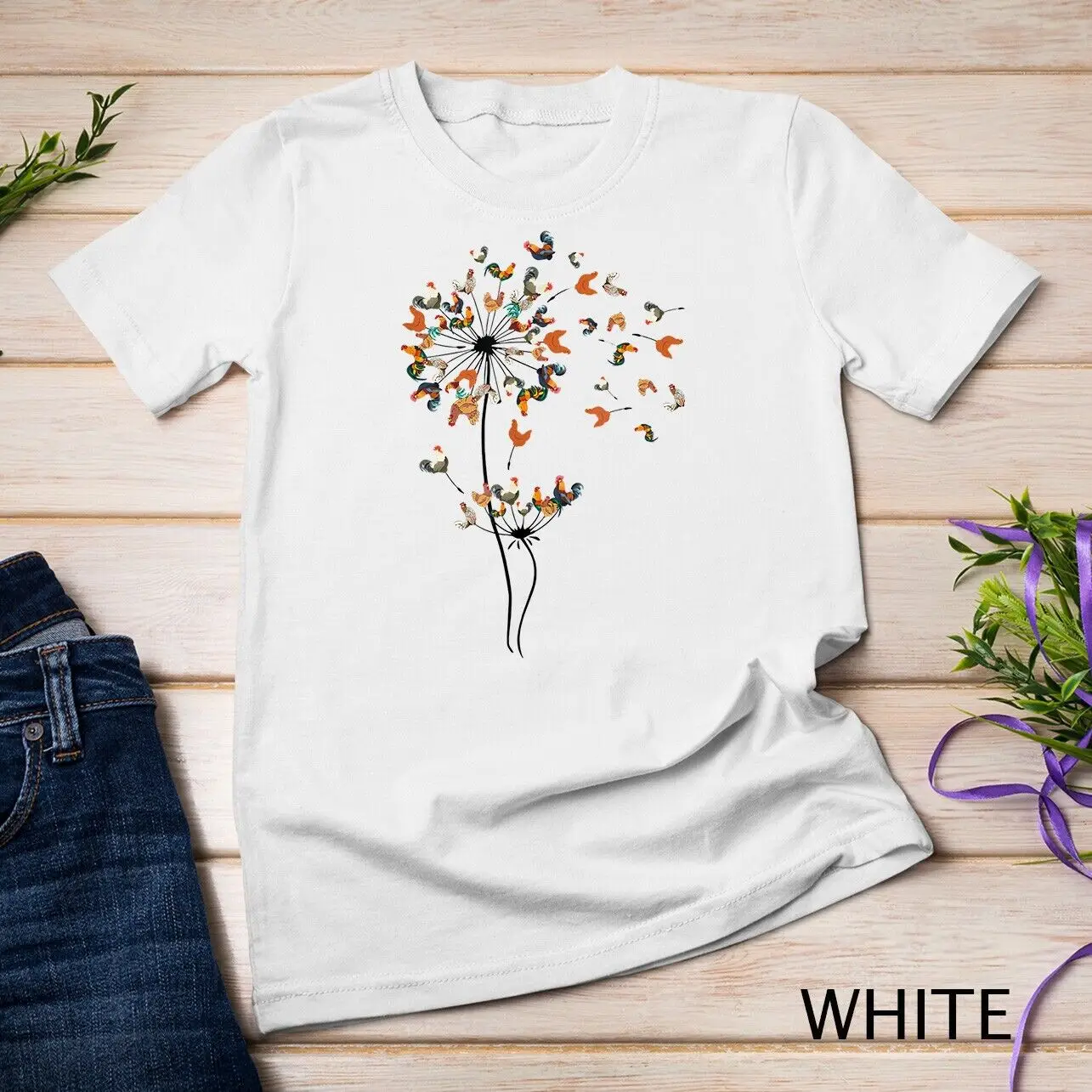 Dandelion Chicken Flower Shirt - Floral Chicken Tree Lover Unisex T-shirt