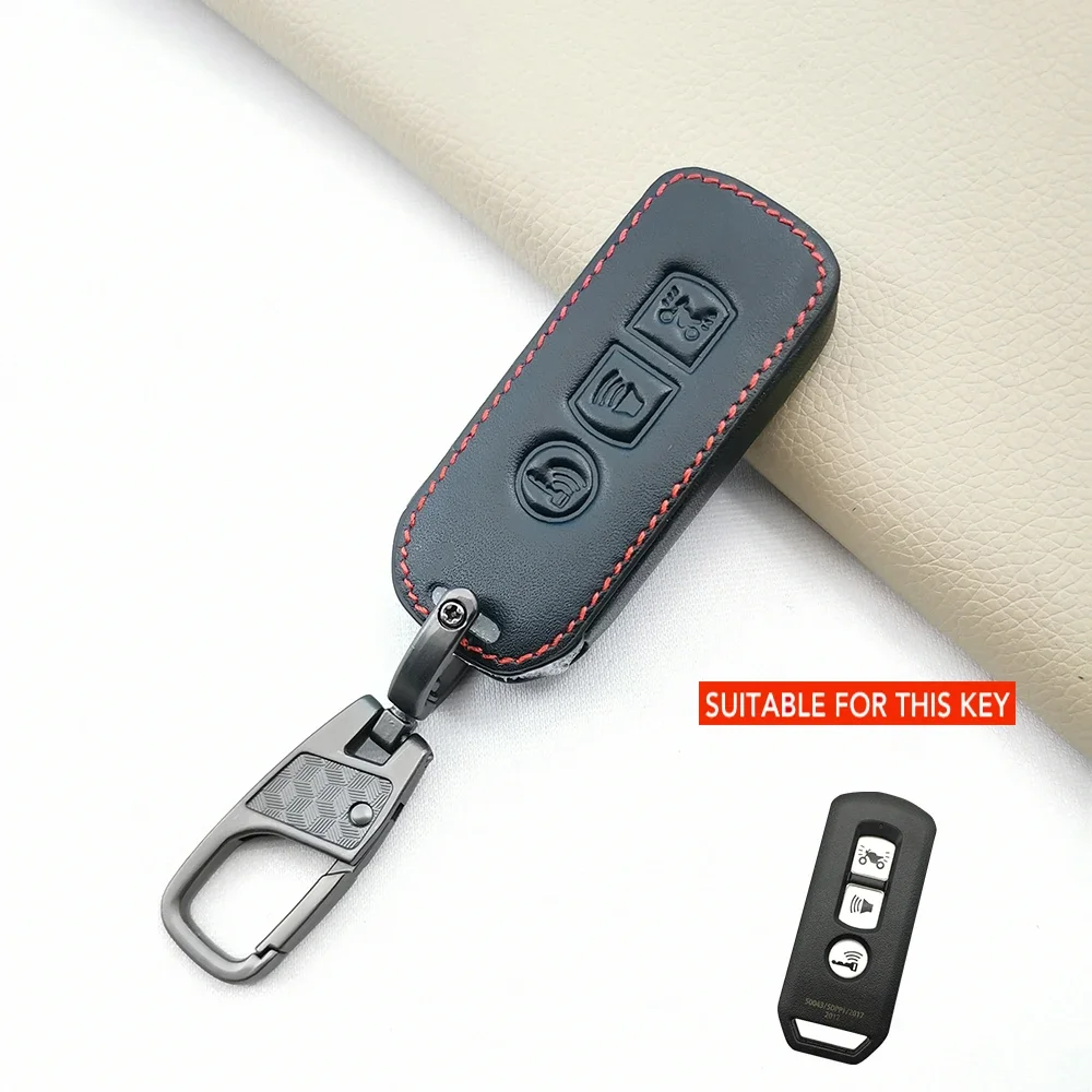 High Quality Leather Keyring Car Key Chain Cover For Honda PCX 150 Hybrid Drive SH125 Scoopy SH300 Strength 125 2/3 Buttons