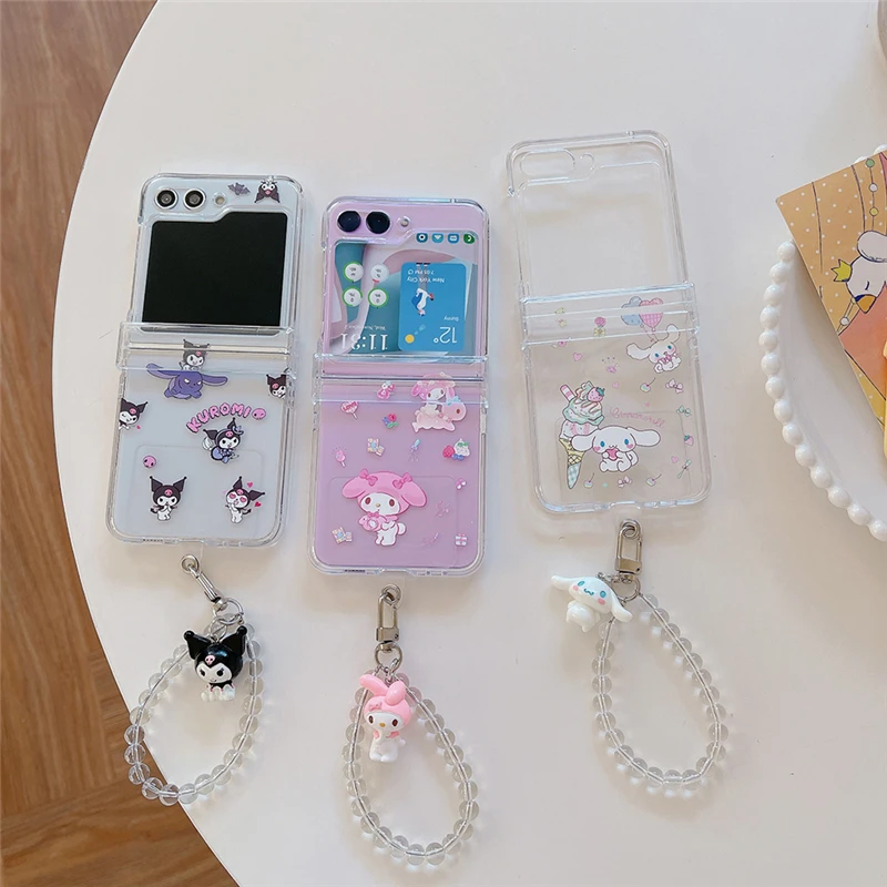 Phone Case For Samsung Galaxy Z Flip 5 4 3 Ins Fashion Girl HelloKitty Disney Toy Story Sanrio Kuromi Edge Back Cover