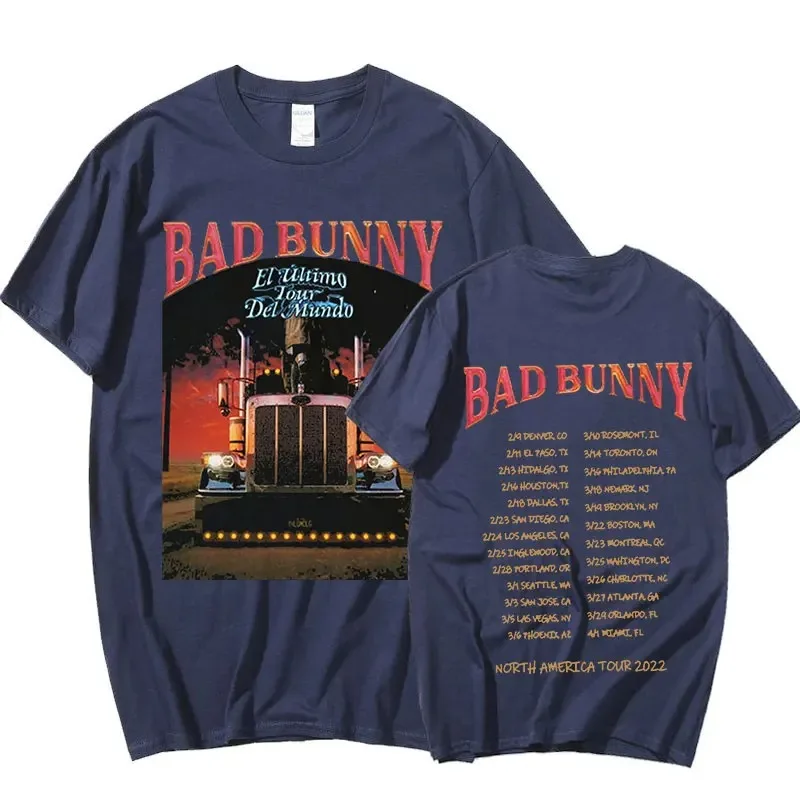 2024 Bad Bunny El Ulitimo Tour Del Mundo Tour North American Tour Double-sided Print Tshirt Hip Hop Streetwear Oversized T-shirt