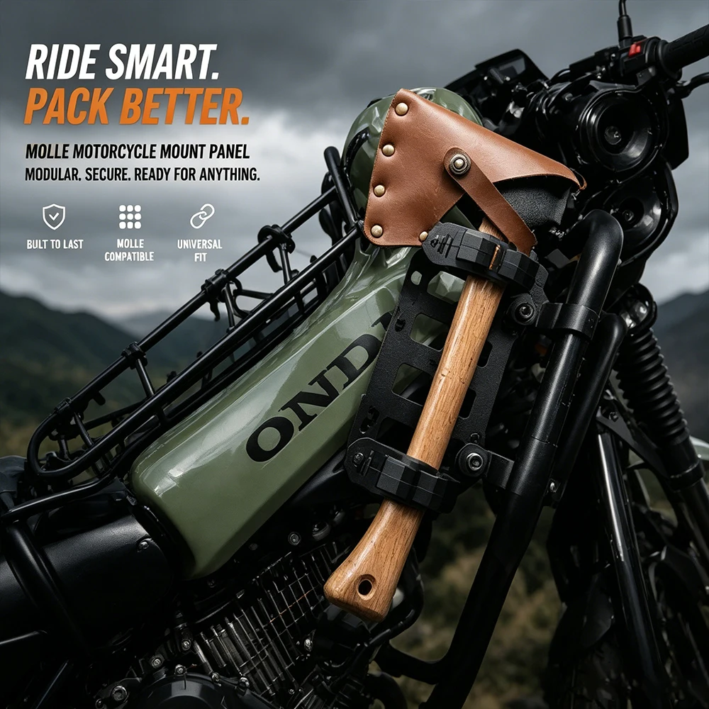 Motorcycle Bumper Molle Panel for Trunk Storage Aluminum Alloy Waterproof Tactical Molle Organizer Modular Storage view 3