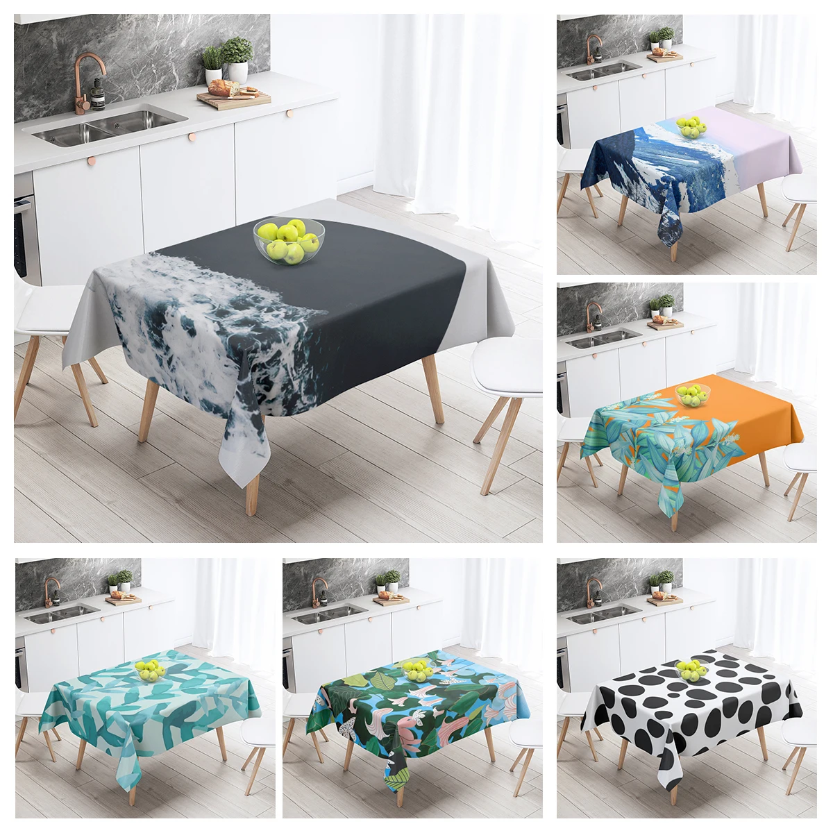 Home tablecloths for dining decoration and rectangular table accessories waterproof cloth Anti-stain restaurant abstract plant