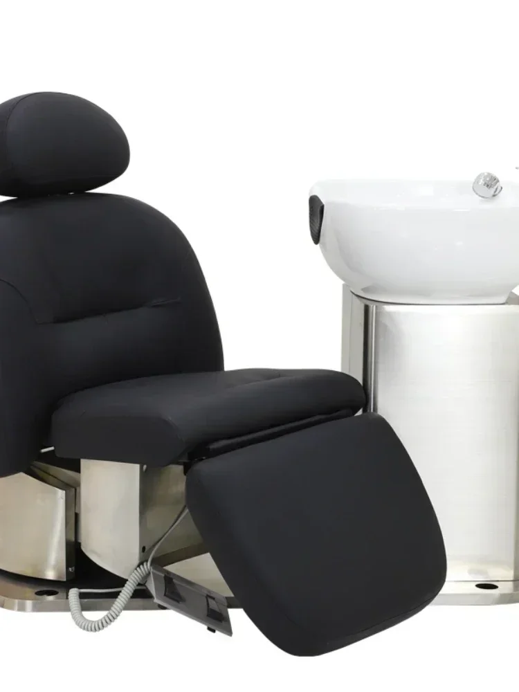 Electric Lifting Rotating Automatic Flushing Bed Barber Shop Half Lying Shampoo Chair