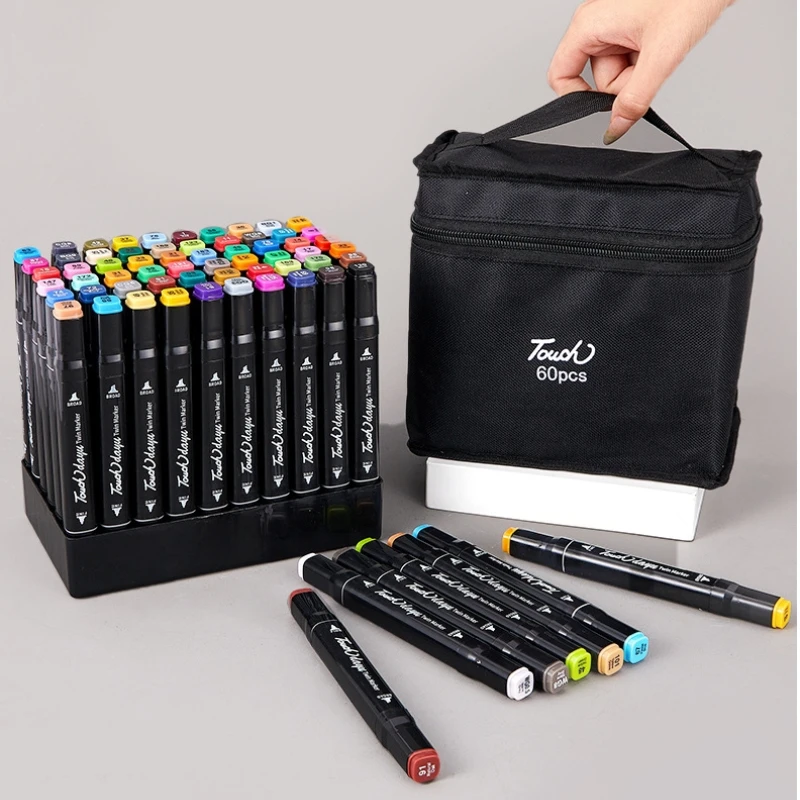 

24/30/36/40/48/60/80 Color Double-Head Alcohol Oil-Based Marker Pen Hand-painting Graffiti Design Beginner Artist Designers
