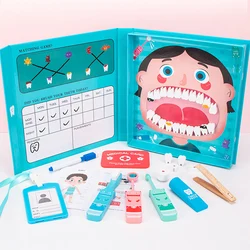 Wooden Montessori Educational Toys Pretend Play Dentist Children Simulation Check Brush Teeth Medicine Set Role Playing Game