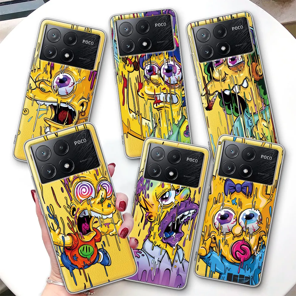 Simpsons Family Phone Case for Xiaomi Poco X6 X5 F4 M5s X3 NFC Pocophone F1 F5 M5 M3 M4 GT F3 F2 X4 Pro Soft Transparent Cover