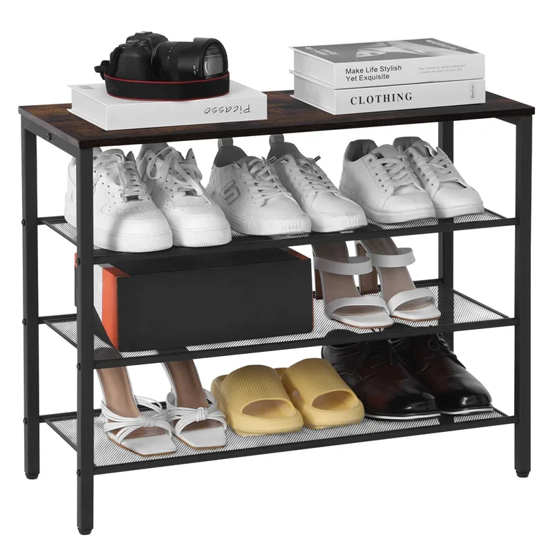 4 Tiers Shoe Rack Fashion Simple Solid Shelf Practical Shoe Cabinet for Home Dorm Room Balcony Multifunctional Storage Shelf