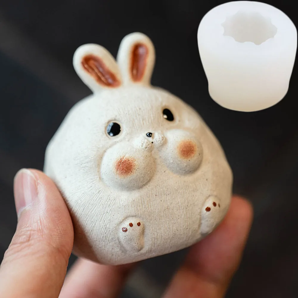 

Многофункциональная силиконовая форма кролика для гипсовой подвески, поделки из восковой свечи, форма для фигурки чайного домашнего животного, подарок для домашнего декора своими руками