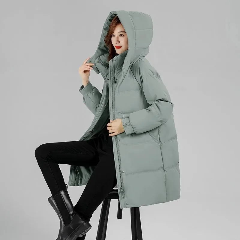 Korean Ladies Fashion Loose Cotton Padded Jacket Autumn Female Hooded Parkas Outwear Winter Women Long Sleeved Down Cotton Coat