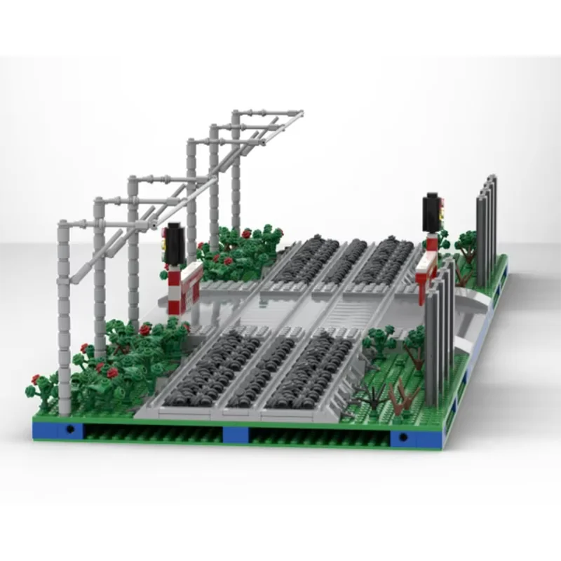 City Street View Moc Bouwstenen Spoorweg Trein Model Technologie Modulaire Blokken Cadeau Kerst Speelgoed DIY Set Montage Vakantie