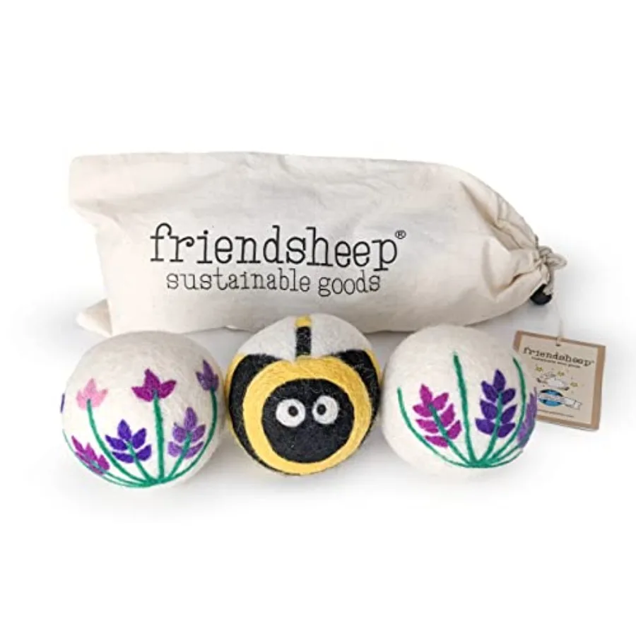 

Wool Dryer Balls, Organic Reusable Fabric Softener Alternative for Laundry, Handmade, Fair Trade, Hypoallergenic, Eco-Friendly,