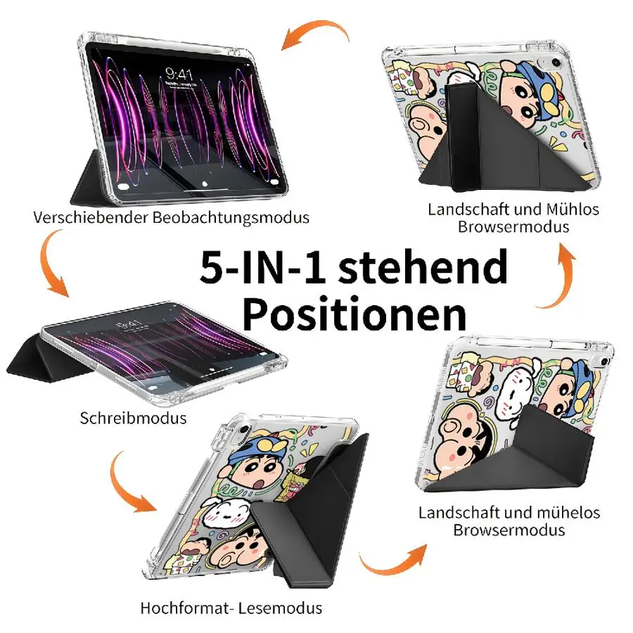 Japan C-Crayons Shin-Chan Tablet Case For Samsung Galaxy Tab S8 S7 FE S9 Plus A9 Plus A8 A11 S10 Lite With Pen Slot Cover