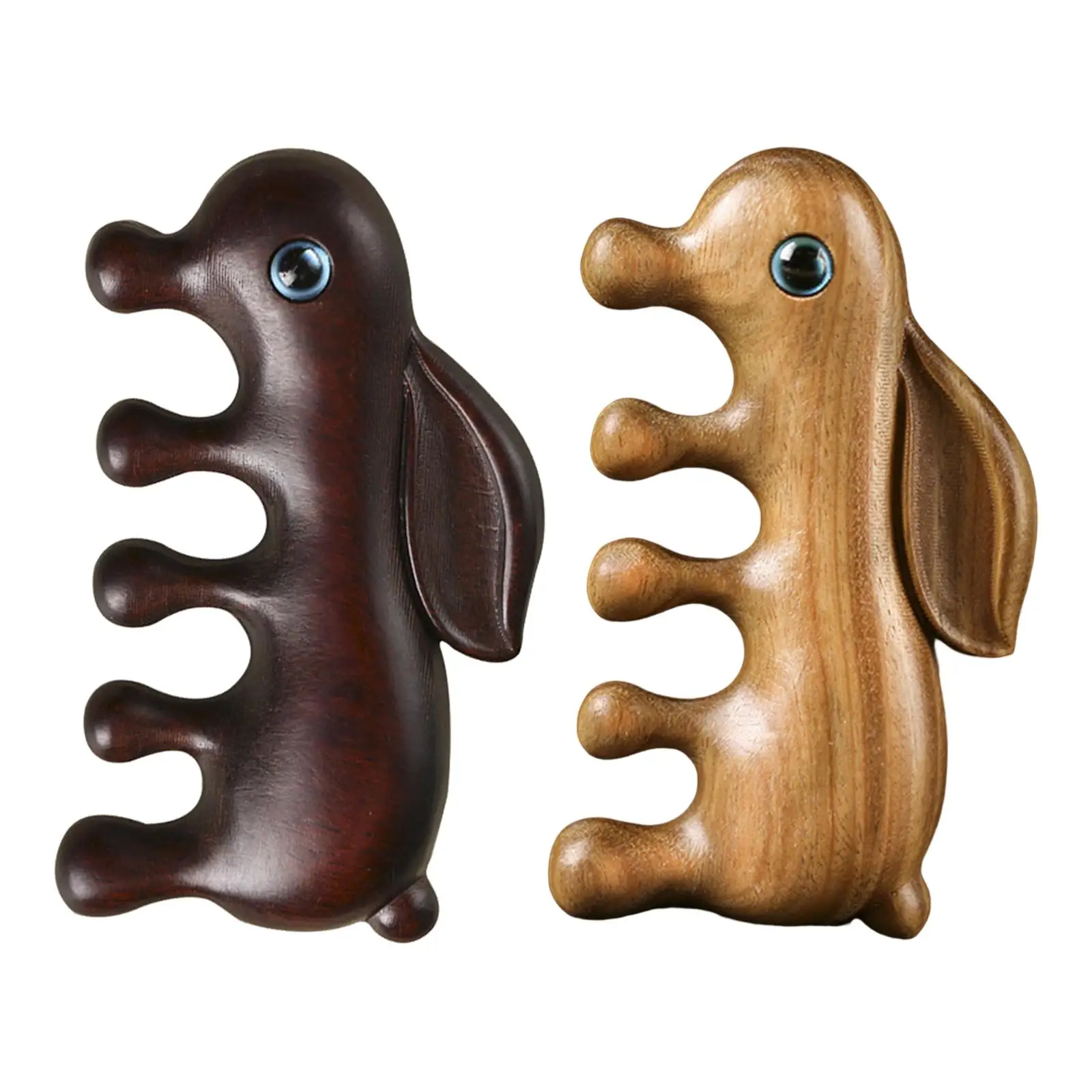 Cute Hair Comb Rabbit Shape Hairdressing Tool Wooden Handmade for Leg Head