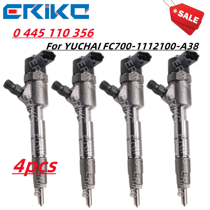 4PCS 0 445 110 356 Injector Nozzle Assembly 0 445 110 356 Diesel Oil Inyector 0445 110 356  For YUCHAI FC700-1112100-A38