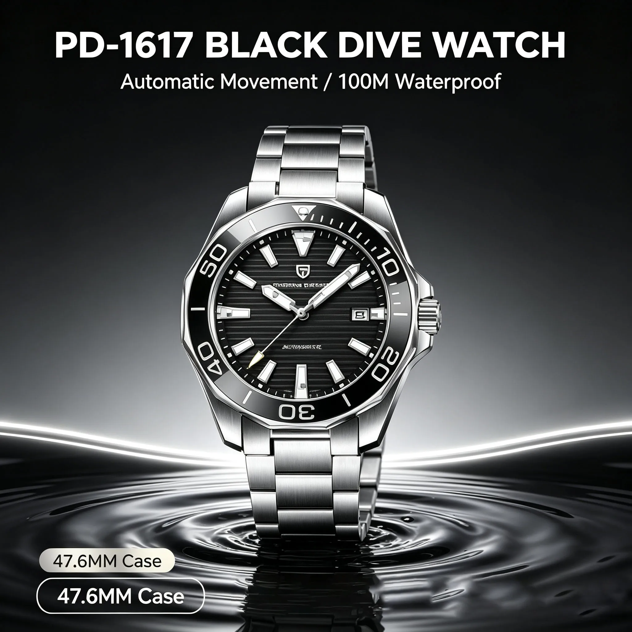 PAGANI DESIGN Men Automatic Diver Watch Seagull ST6 Movement 316L Steel Bracelet Fold Clasp Luminous Wristwatch Gift for Men
