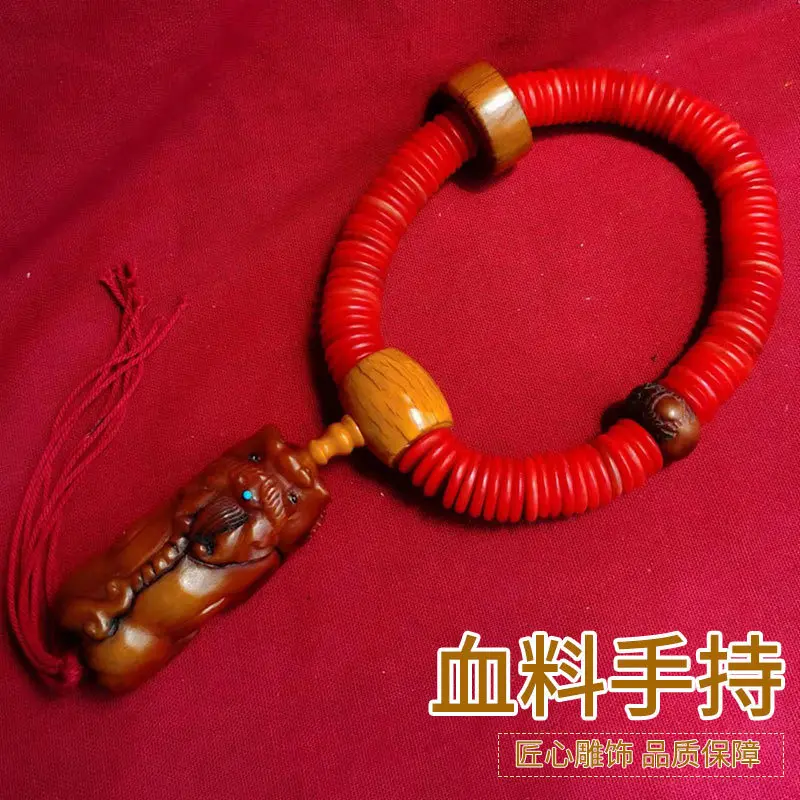 

Tibetan Blood Handheld Ox Bone 15mm-17mmdiy Accessories Bead Old Materials Three-Way Bone Circle Pendant Bracelet