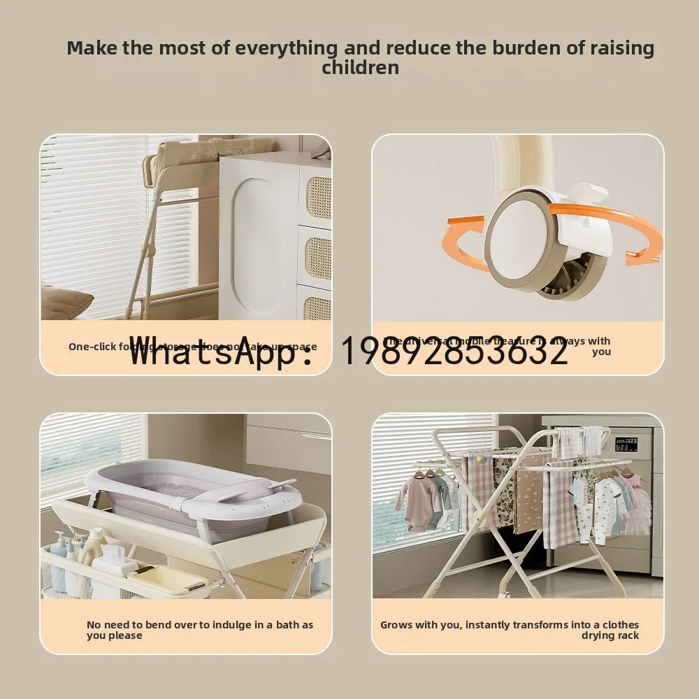 طاولة حفاضات للعناية بالطفل، طاولة تغيير الحفاضات لحديثي الولادة، قابلة للطي ومتعددة الوظائف #3