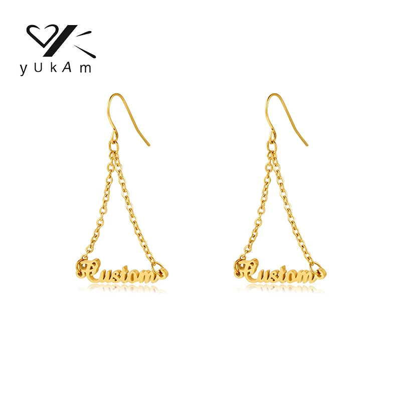 

YUKAM Personalized Earrings Women's New Fashion Customized Stainless Steel Custom Name Earrings