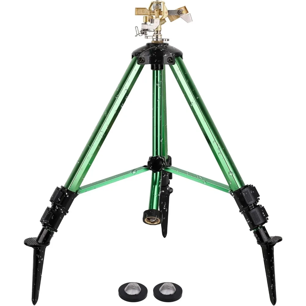 

sprinklers for yard,heavy-duty impact sprinkler on ground plug tripod base, 360 degree, 0-43 feet large area coverage yard sprin