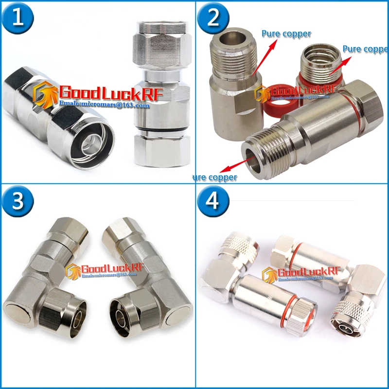 

High-quality L16 N Male Female 90 Degree Right Angle Clamp Solder 1/2" 50-9 corrugated cable super flexible feeder