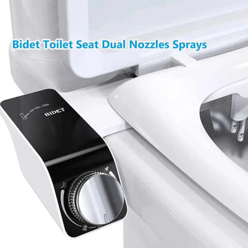 Bidet Toilet Seat Attachment Dual Nozzles Sprays Non-Electric Self-Cleaning Wash Single Cold Water Lady Bathroom Accessories