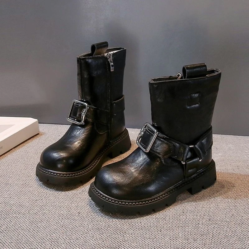 2026-new-arrival-autumn-winter-fashion-kids-ankle-boots-mid-calf-leather-boots-stylish-versatile-hot-sale