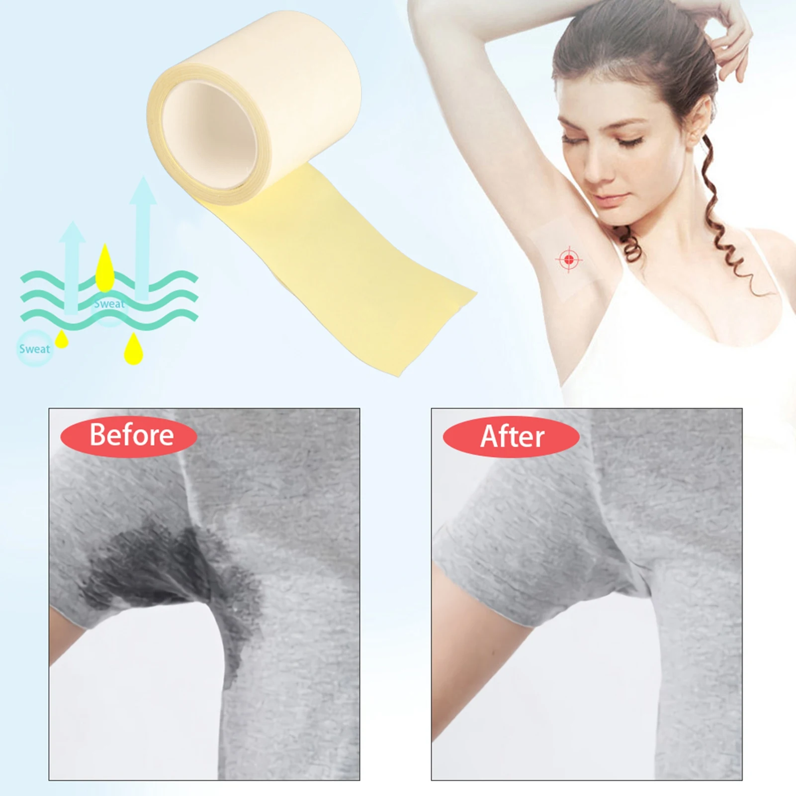 Anti Sweat Pad Disposable Armpit Sheet Sweat Prevention Pads Underarm Shielding Antiperspirant Pad Armpit Sweat Pad Armpit Pads