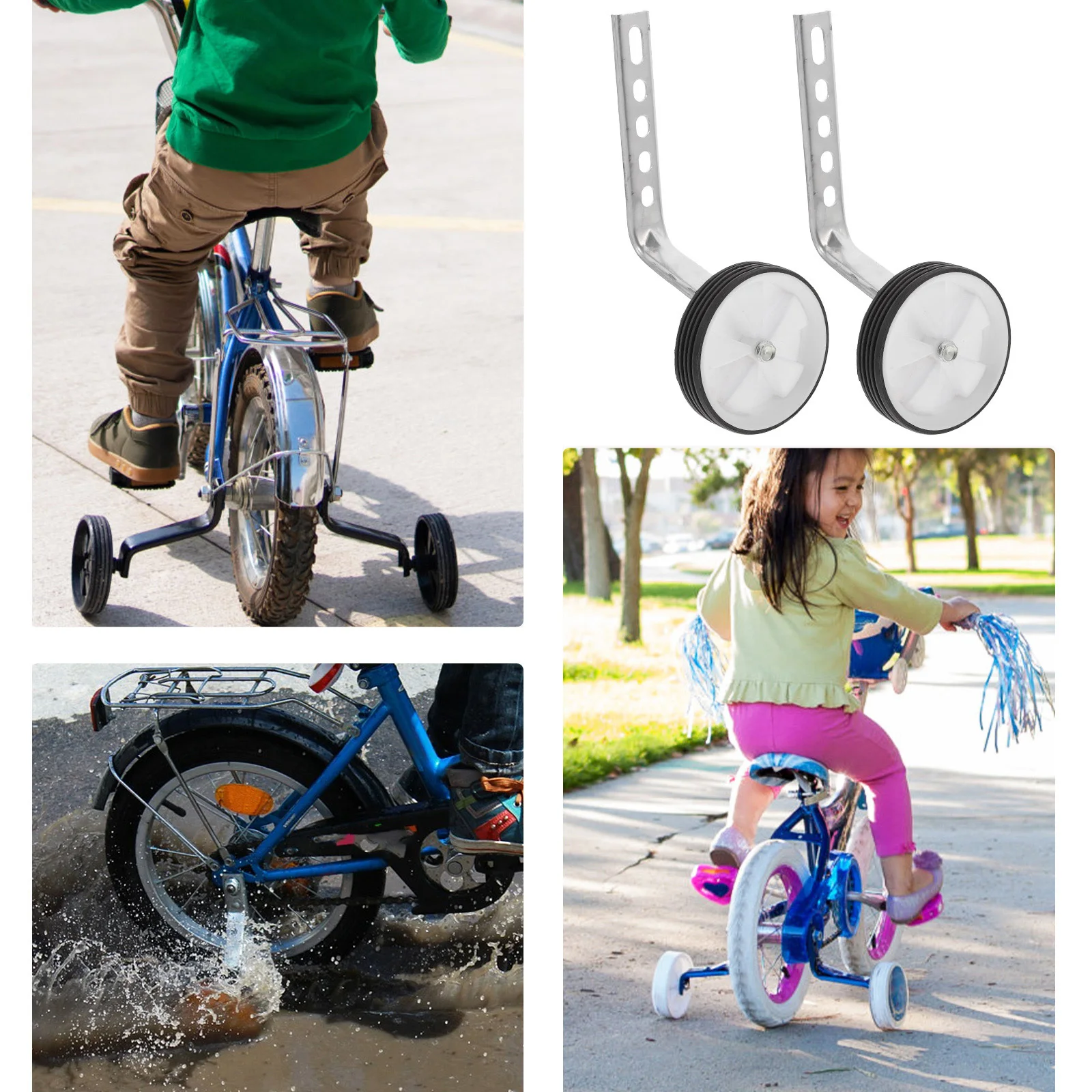 عجلات تدريب عالمية 12-20 بوصة من الفولاذ المسامي للأطفال عجلة مساعدة تدعم التوازن كاتب السلامة مناسبة لـ #4