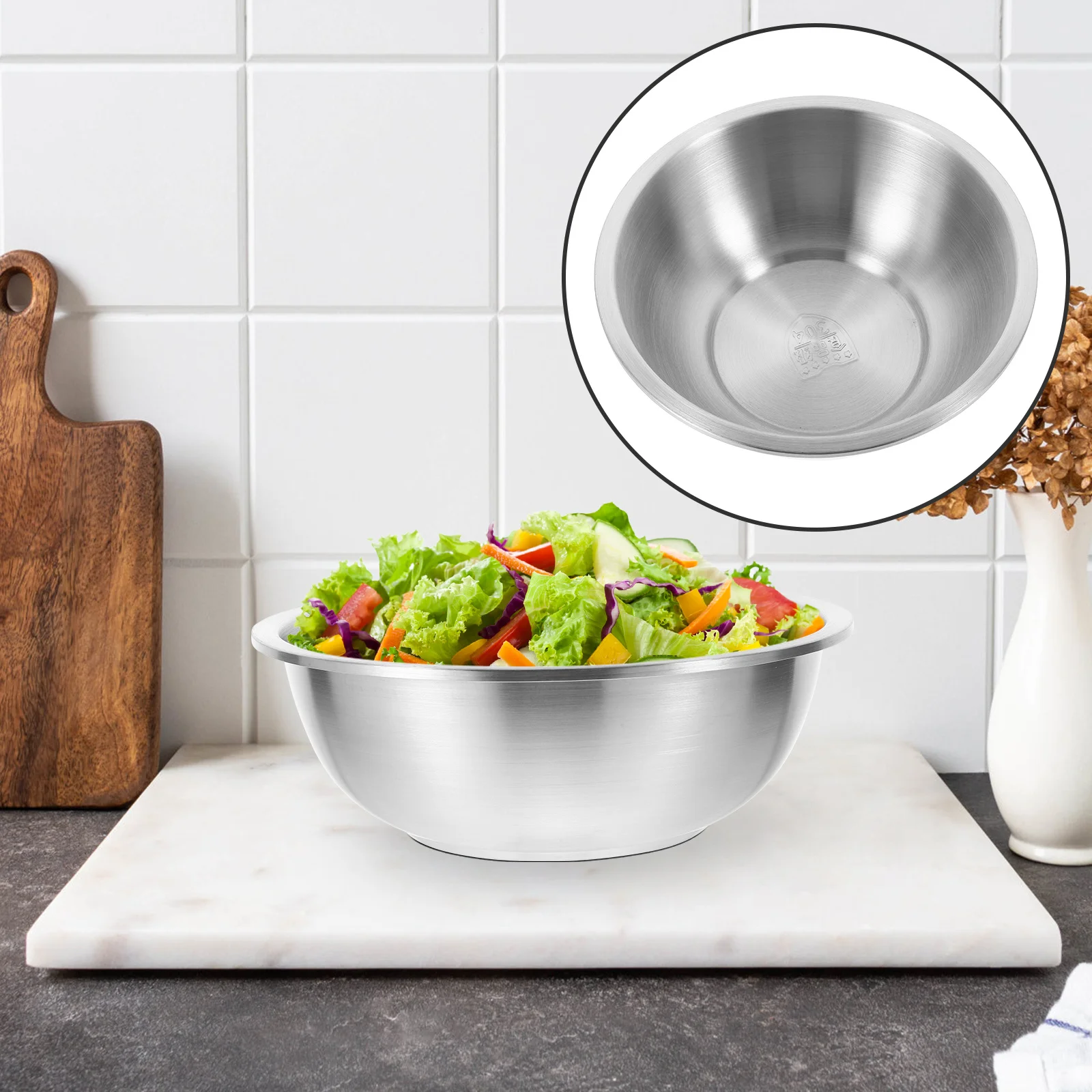 

Large Stainless Steel Mixing Basin Smooth Surface Kitchen Vegetable Wash Bowl Household Mixing Container Stainless Steel Bowl