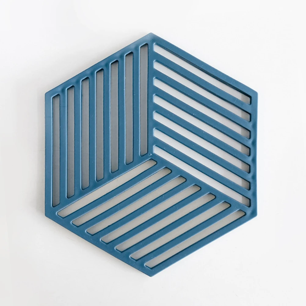 

3 pcs Hexagon Placemats Heat Insulation Table Mat Pvc Dish Mat For Bowl Plate Pot Anti-Slip Lines Hollow-Out Design Decorative