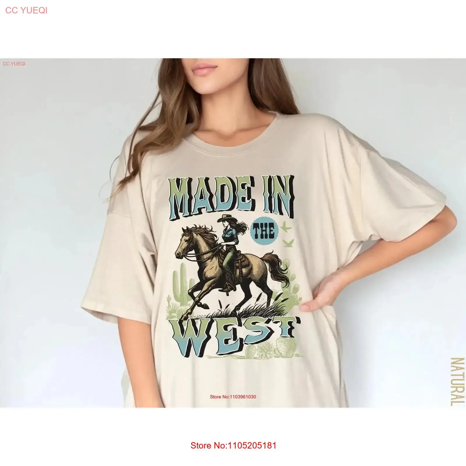 Made In The West for a Cowgirl Western T Shirt Rodeo Outfits Texas Girl Country Concert Trendy Oversized Dress vintage Washed