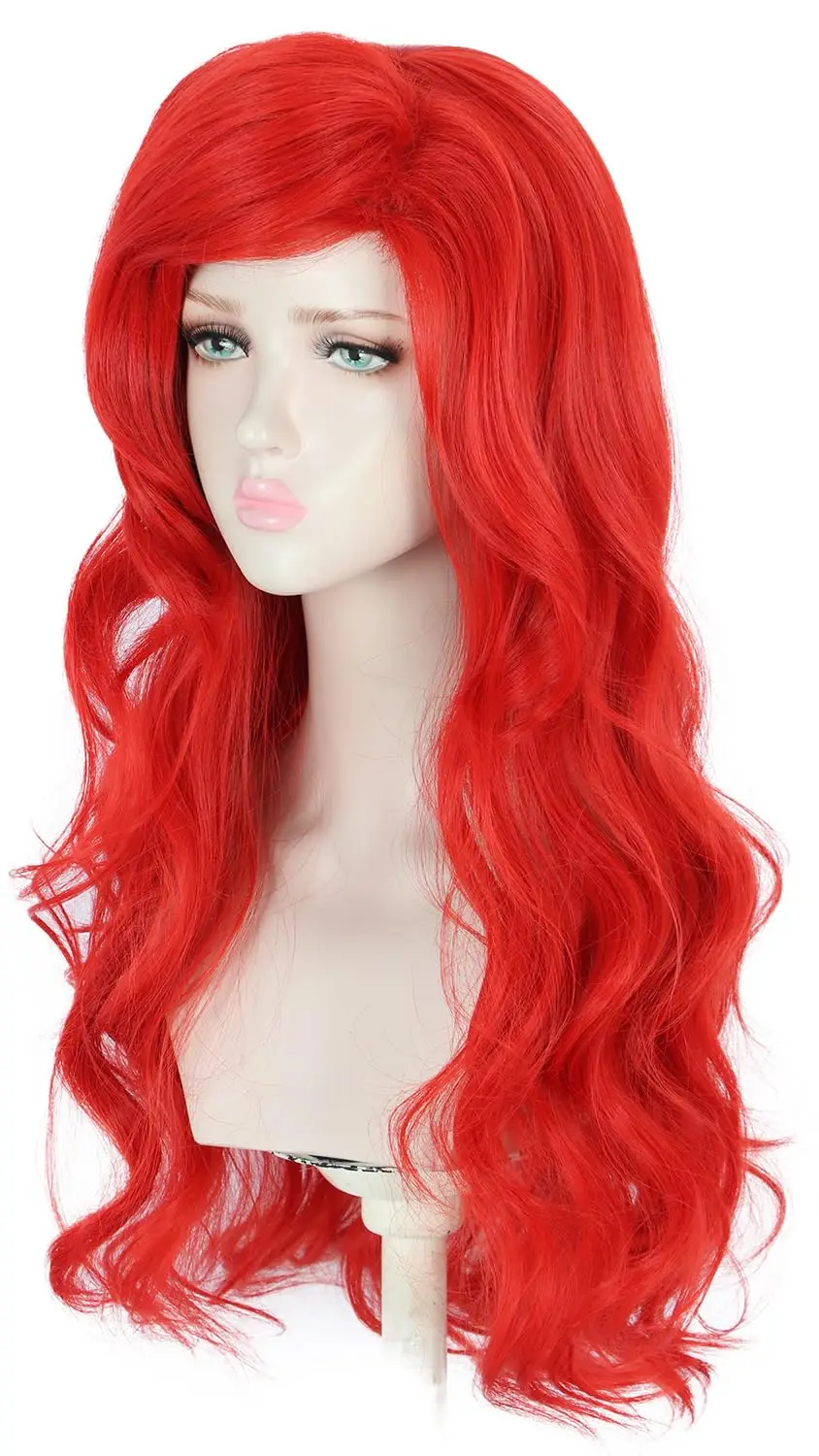 여자 빨간 합성 헤어 가발, 긴 웨이브 할로윈 코스프레, 코스튬 애니메이션 가발, 파티 애니메이션 코스프레 헤어