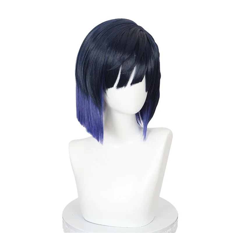 Xiu Dan Genshin Impact Yelan / Ye Lan Peruca Cosplay, Couro Cabeludo Realista, Cabelo Curto Gradual Estilo Liyue