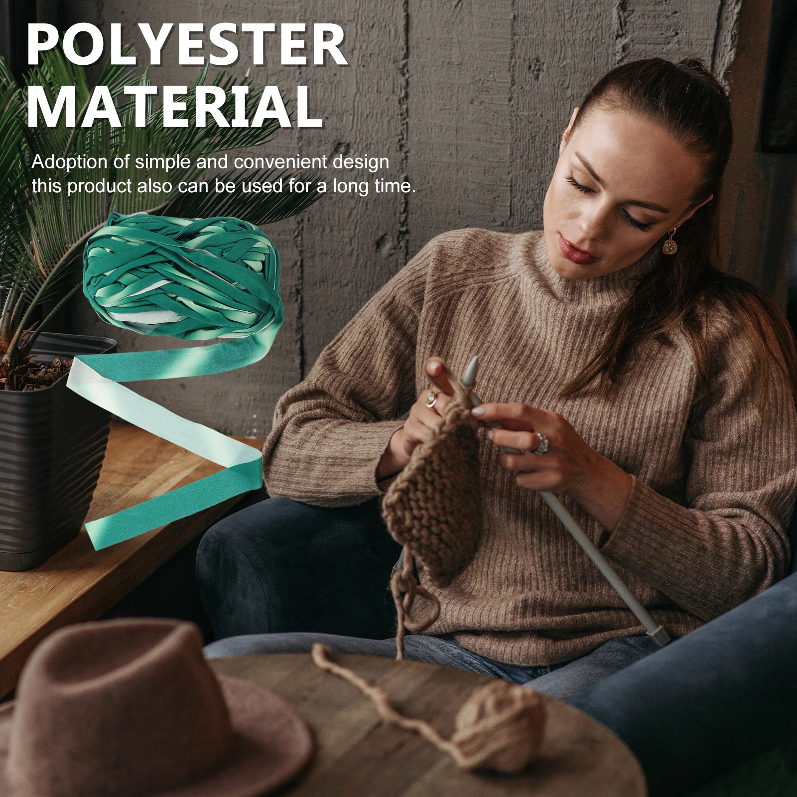 

2 Rolls Braided Thick Yarn Crochet Rope Decorative Weaving Hand DIY Knitting Scarf Blanket Soft Durable Polyester for Home