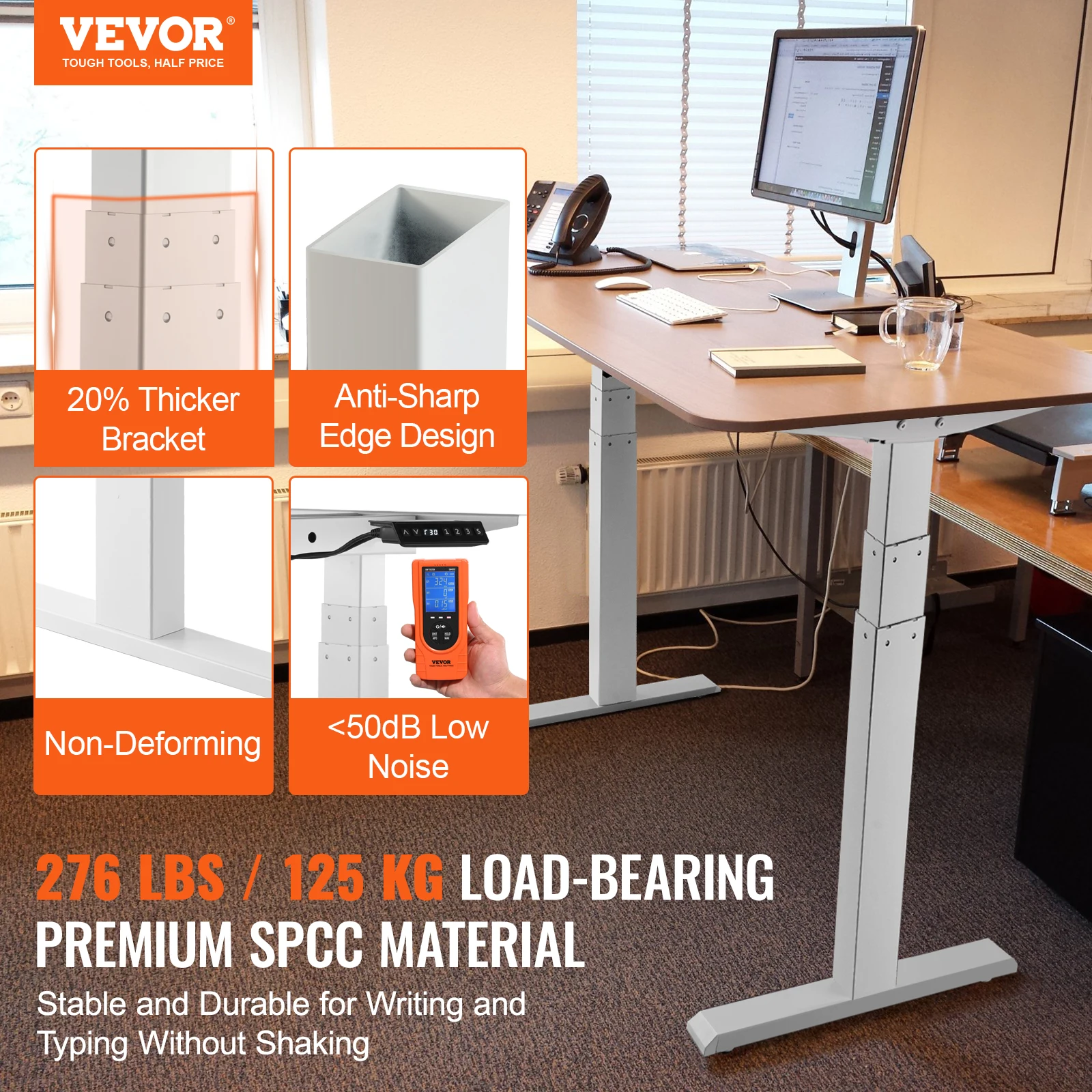 VEVOR Standing Desk Frame Electric Stand Up Computer Desk Legs Ergonomic DIY Workstation Base for Home and Office Black white