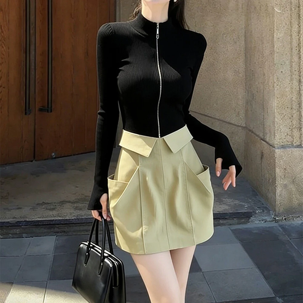 

Great-looking spring high-class socialite temperament Muse Fan high-class sense generous and decent splicing dress