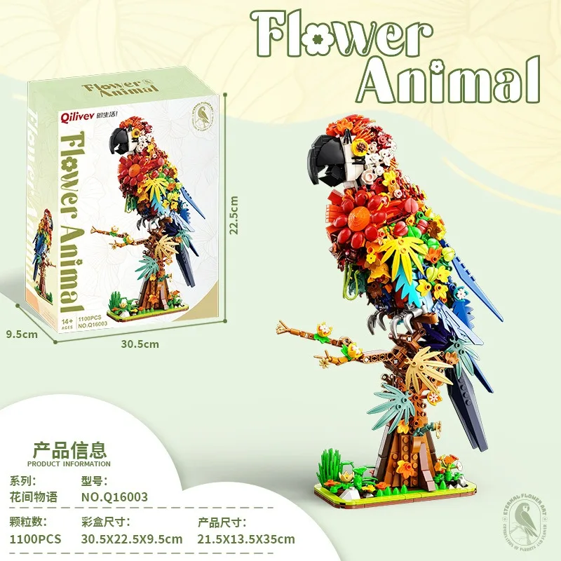 DK6018 Egel Foerageren Bouwstenen Eenhoorn Papegaai Dier Planter Model Verse Bloem Creatieve Bloempotten Bakstenen Speelgoed Gift