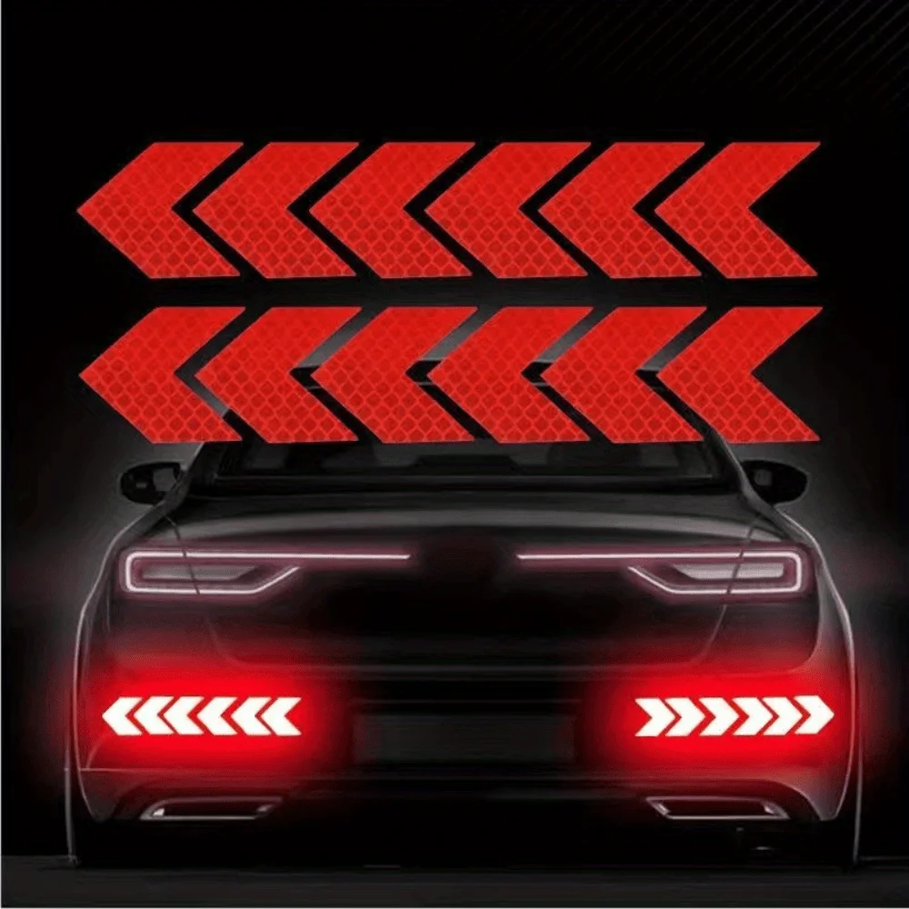 12 Pcs/Set Reflective Arrow Sign Tape Warning Safety Sticker for Car Bumper Trunk Reflector Hazard Tape Motorcycle Accessories
