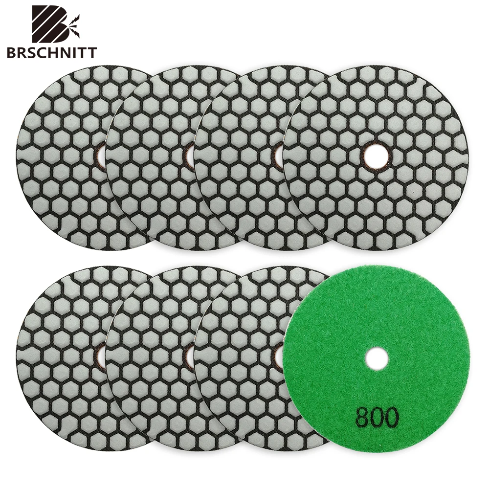 

Dry Diamond Polishing Pads Set Grit 800 8pcs Dia 100mm for Marble Granite Ceramic Stone Dry Polisher Grinder Sanding Disc