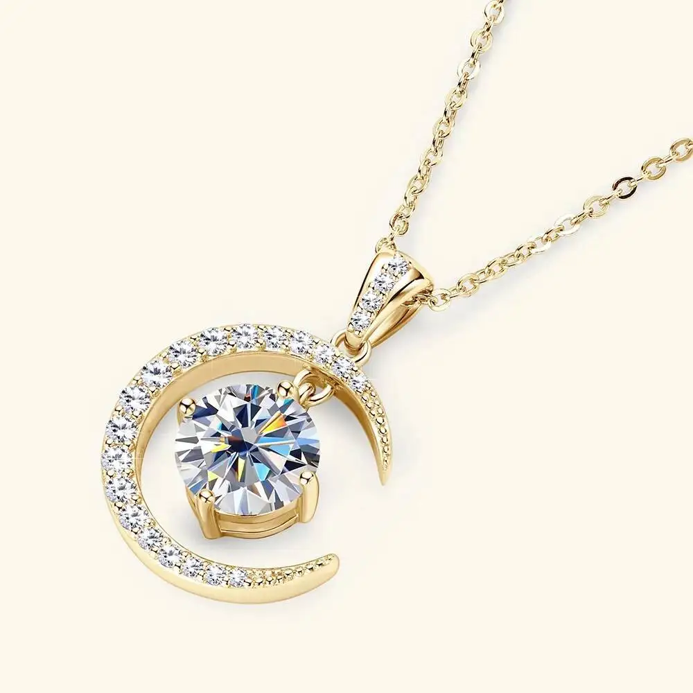 S925 Sterling Silver 2ct Moissanite Necklace for Women High-end Design Pendant Niche Smart Clavicle Chain Female Fine Jewelry