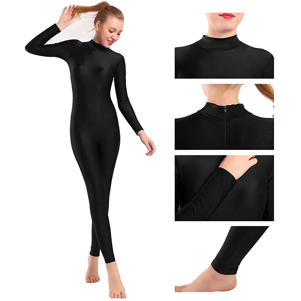 SPEERISE Women Long Sleeve Turtle Neck Unitard Ballet Spandex One Piece Plus Size Jumpsuits Dance Wear for Men Zentai Costumes