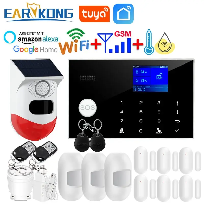 

Wifi GSM Home Burglar Alarm System IOS Android Tuya Smart Life APP RFID Touch Keyboard 433MHz Wireless Sensor