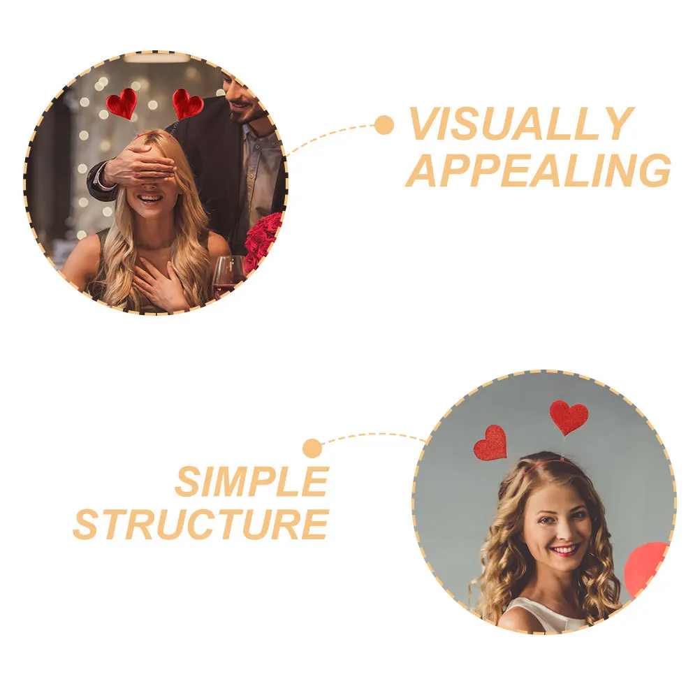 

2Pcs Heart Hairbands Valentines Day Accessories Love Heart Headpieces Party Festival Headband for Women Girls Valentines Bopper