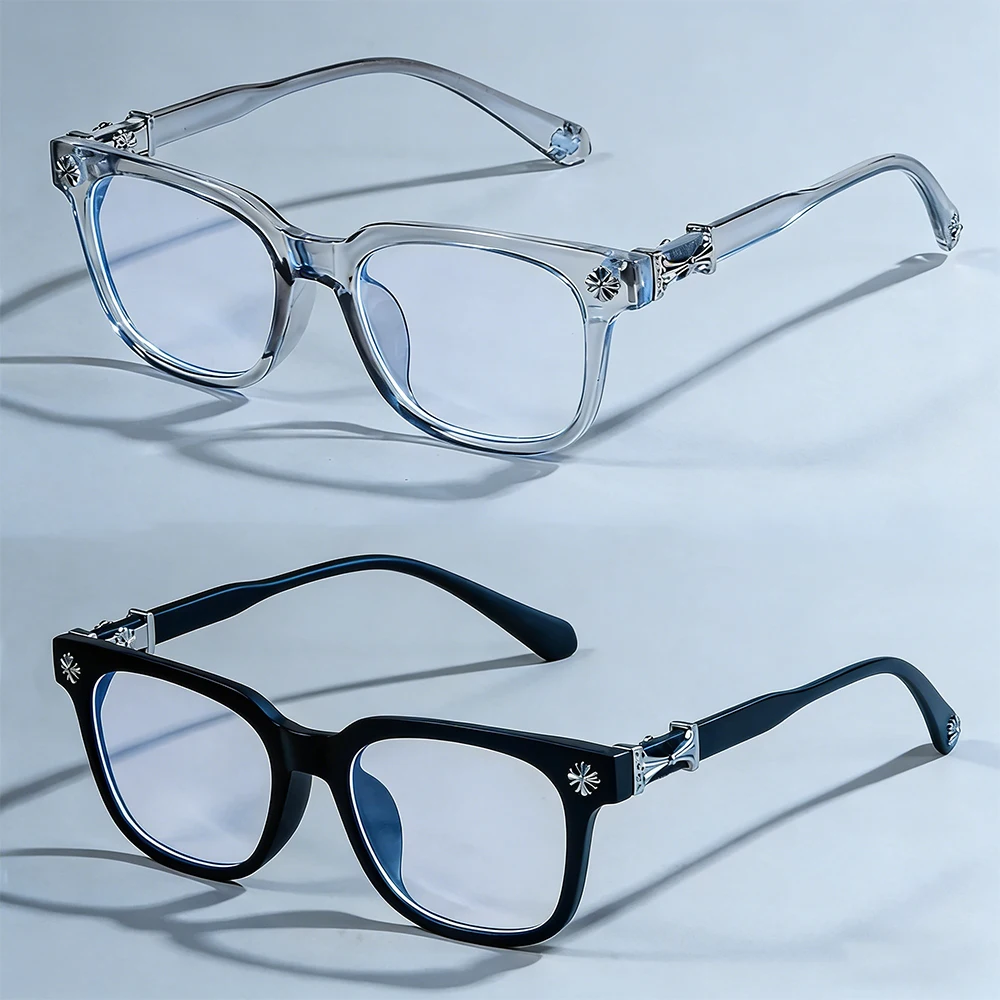 Gafas clásicas cuadradas antiluz azul para hombres y mujeres, montura negra y transparente, gafas unisex para ordenador, 1 unidad