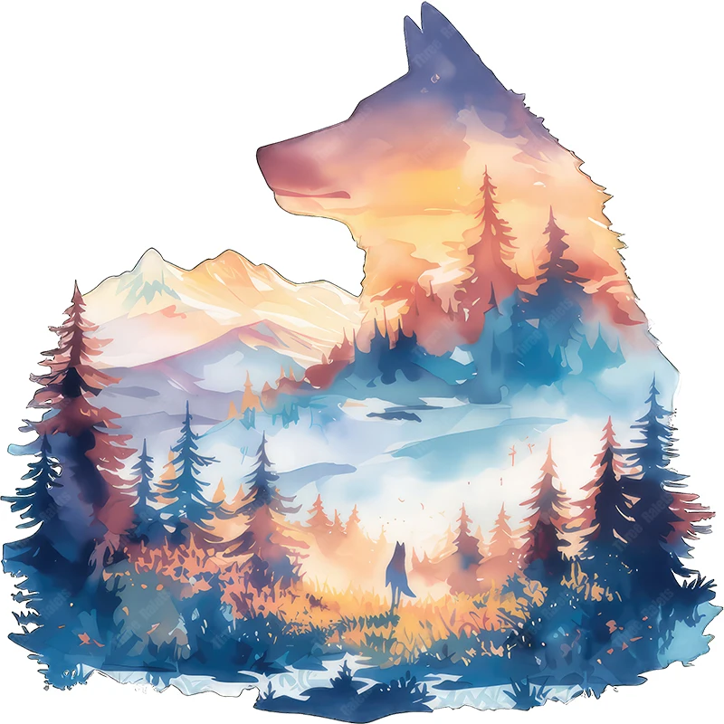 ملصقات حائط للديكور المنزلي ، ثلاث راتل ، رأس ذئب ، فن جبلي ، ملصقات حائط حيوانات #2