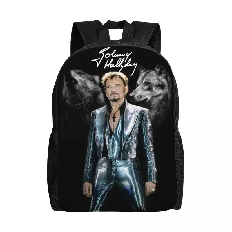 

Personalized French Rock Legend Johnny Hallyday Backpacks Men Women Casual Bookbag for College School Bags