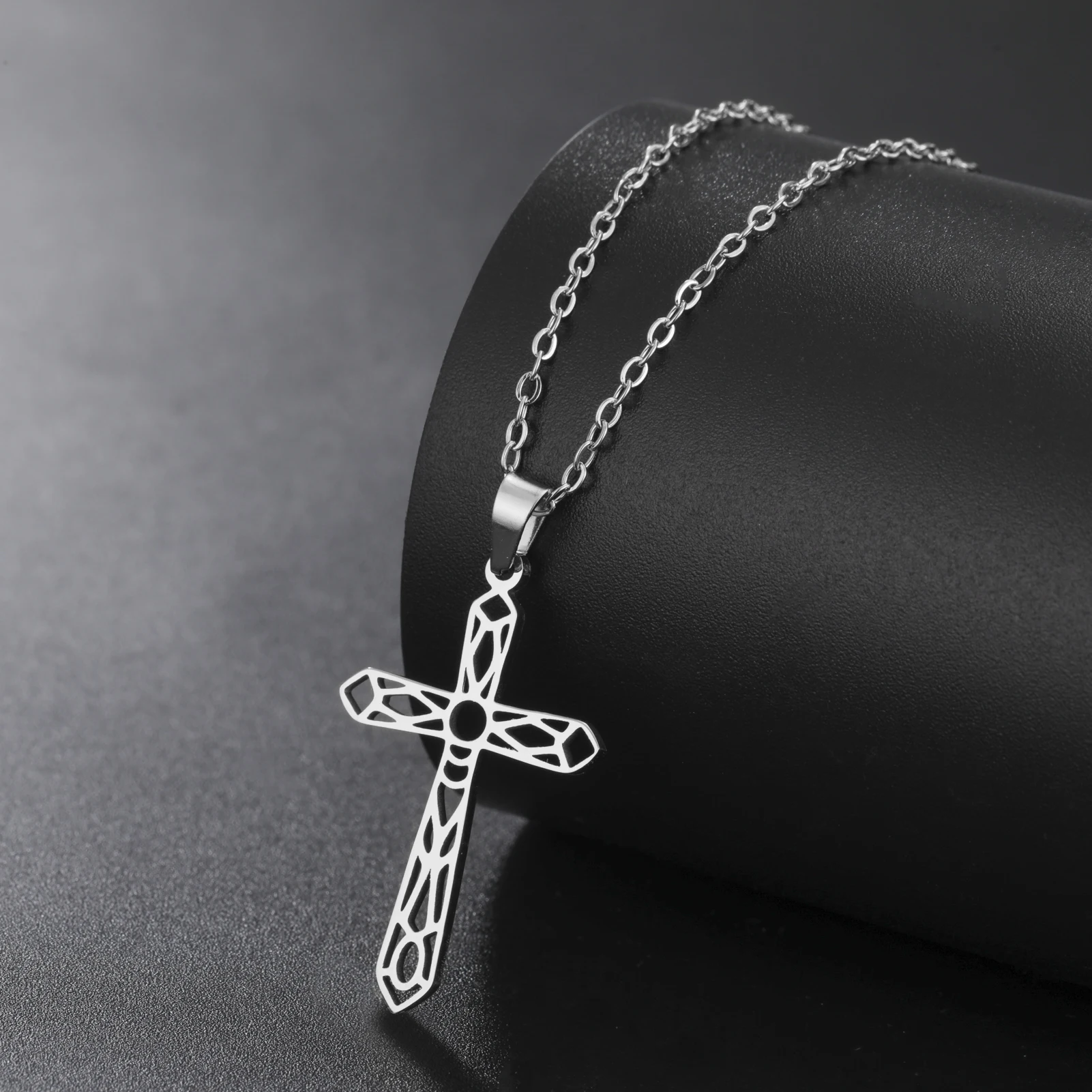 Sipuris Cross Necklace For Men Stainless Steel Cool Sword Hollow Geometry Pendant Jewelry Men's Christmas Gifts Navidad