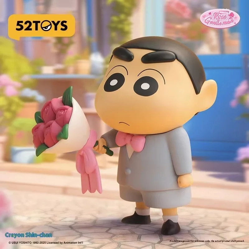 52TOYS تلوين شين تشان صندوق أعمى طبعة محدودة موضوع الورد اليدوية سطح المكتب زخرفة العصرية تحصيل لعيد الحب