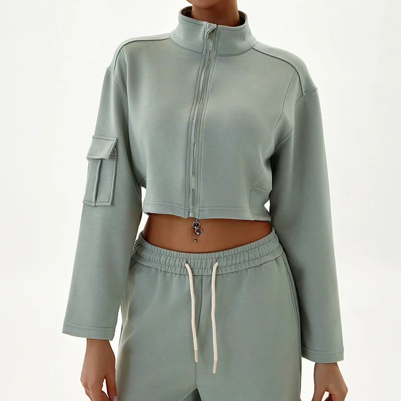 

Women's Western Style Fall Winter Cargo Tracksuit Set Loose Fit With Zipper Casual Yoga Jogging Outfit Two Piece Gym Workout